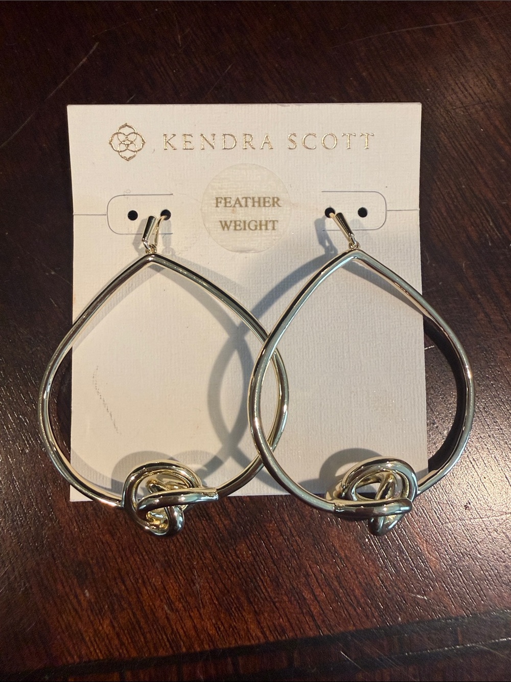Kendra Scott Gold Teardrop Earrings with Knot Accent